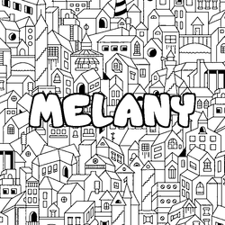 Coloraci&oacute;n del nombre MELANY - decorado ciudad