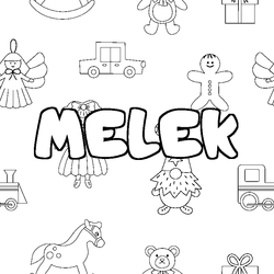 Coloraci&oacute;n del nombre MELEK - decorado juguetes