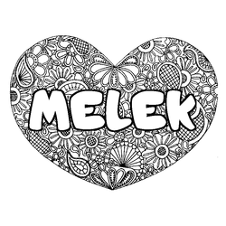 Coloraci&oacute;n del nombre MELEK - decorado mandala de coraz&oacute;n