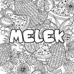 Coloraci&oacute;n del nombre MELEK - decorado mandala de frutas
