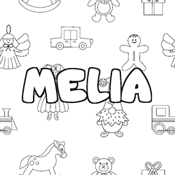 Coloraci&oacute;n del nombre MELIA - decorado juguetes