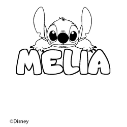 Coloraci&oacute;n del nombre MELIA - decorado Stitch