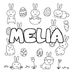 Coloraci&oacute;n del nombre MELIA - decorado Pascua