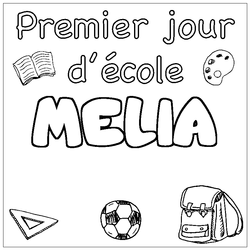 Coloraci&oacute;n del nombre MELIA - decorado primer d&iacute;a de escuela
