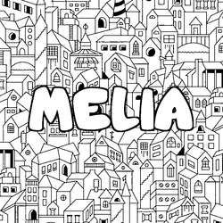 Coloraci&oacute;n del nombre MELIA - decorado ciudad