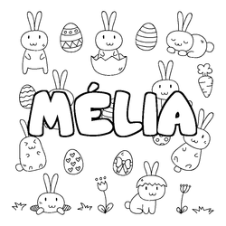 Coloraci&oacute;n del nombre M&Eacute;LIA - decorado Pascua