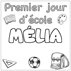 Coloraci&oacute;n del nombre M&Eacute;LIA - decorado primer d&iacute;a de escuela