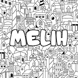 Coloraci&oacute;n del nombre MELIH - decorado ciudad