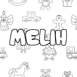 Coloraci&oacute;n del nombre MELIH - decorado juguetes