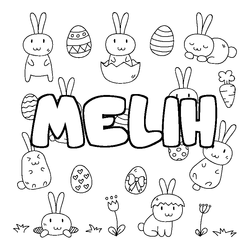 Coloraci&oacute;n del nombre MELIH - decorado Pascua