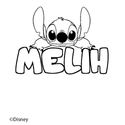 Coloraci&oacute;n del nombre MELIH - decorado Stitch