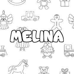 Coloraci&oacute;n del nombre MELINA - decorado juguetes