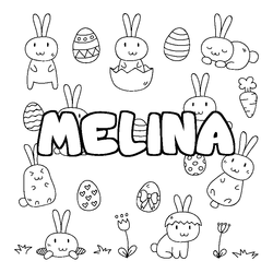 Coloraci&oacute;n del nombre MELINA - decorado Pascua