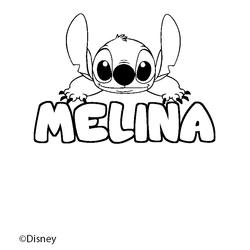 Coloraci&oacute;n del nombre MELINA - decorado Stitch