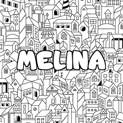 Coloraci&oacute;n del nombre MELINA - decorado ciudad