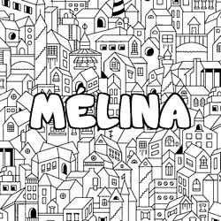 Coloraci&oacute;n del nombre M&Eacute;LINA - decorado ciudad