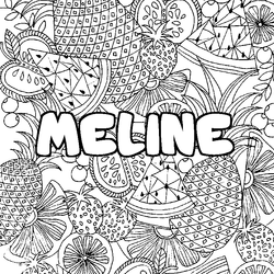 Coloraci&oacute;n del nombre MELINE - decorado mandala de frutas