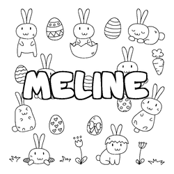 Coloraci&oacute;n del nombre MELINE - decorado Pascua