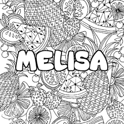 Coloraci&oacute;n del nombre MELISA - decorado mandala de frutas