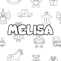 Coloraci&oacute;n del nombre MELISA - decorado juguetes