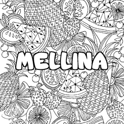 Coloraci&oacute;n del nombre MELLINA - decorado mandala de frutas