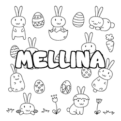 Coloraci&oacute;n del nombre MELLINA - decorado Pascua