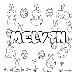 Coloraci&oacute;n del nombre MELVYN - decorado Pascua