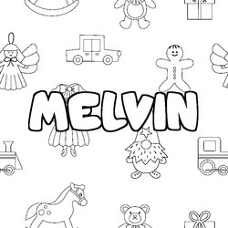 Coloraci&oacute;n del nombre MELVIN - decorado juguetes