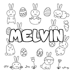 Coloraci&oacute;n del nombre MELVIN - decorado Pascua