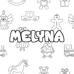 Coloraci&oacute;n del nombre MELYNA - decorado juguetes
