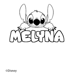 Coloraci&oacute;n del nombre MELYNA - decorado Stitch