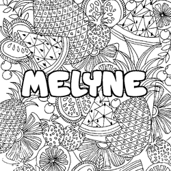 Coloraci&oacute;n del nombre MELYNE - decorado mandala de frutas