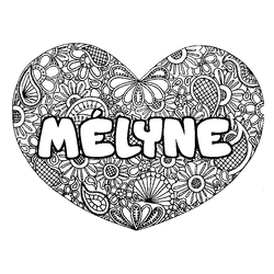 Coloraci&oacute;n del nombre M&Eacute;LYNE - decorado mandala de coraz&oacute;n