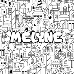 Coloraci&oacute;n del nombre M&Eacute;LYNE - decorado ciudad