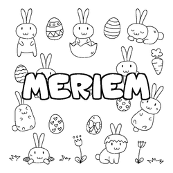 Coloraci&oacute;n del nombre MERIEM - decorado Pascua