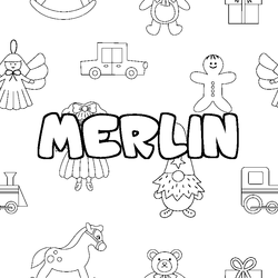 Coloraci&oacute;n del nombre MERLIN - decorado juguetes
