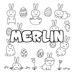 Coloraci&oacute;n del nombre MERLIN - decorado Pascua