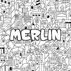 Coloraci&oacute;n del nombre MERLIN - decorado ciudad