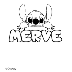 Coloraci&oacute;n del nombre MERVE - decorado Stitch