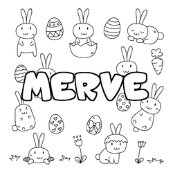 Coloraci&oacute;n del nombre MERVE - decorado Pascua