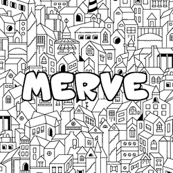 Coloraci&oacute;n del nombre MERVE - decorado ciudad