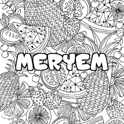 Coloraci&oacute;n del nombre MERYEM - decorado mandala de frutas
