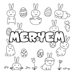 Coloraci&oacute;n del nombre MERYEM - decorado Pascua