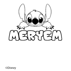Coloraci&oacute;n del nombre MERYEM - decorado Stitch