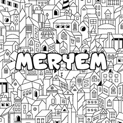 Coloraci&oacute;n del nombre MERYEM - decorado ciudad