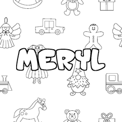 Coloraci&oacute;n del nombre MERYL - decorado juguetes