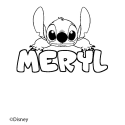 Coloraci&oacute;n del nombre MERYL - decorado Stitch