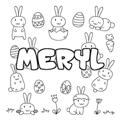Coloraci&oacute;n del nombre MERYL - decorado Pascua