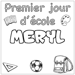 Coloraci&oacute;n del nombre MERYL - decorado primer d&iacute;a de escuela