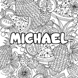 Coloraci&oacute;n del nombre MICHAEL - decorado mandala de frutas